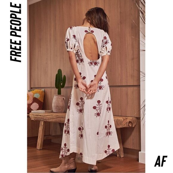 FREE PEOPLE CACTUS FLOWER MAXI DRESS NEW LARGE WHITE WINE COMBO - Picture 7 of 10
